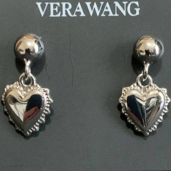 VERA WANG Romantic Heart Silver Drop Earrings**NEW! - Picture 4 of 4
